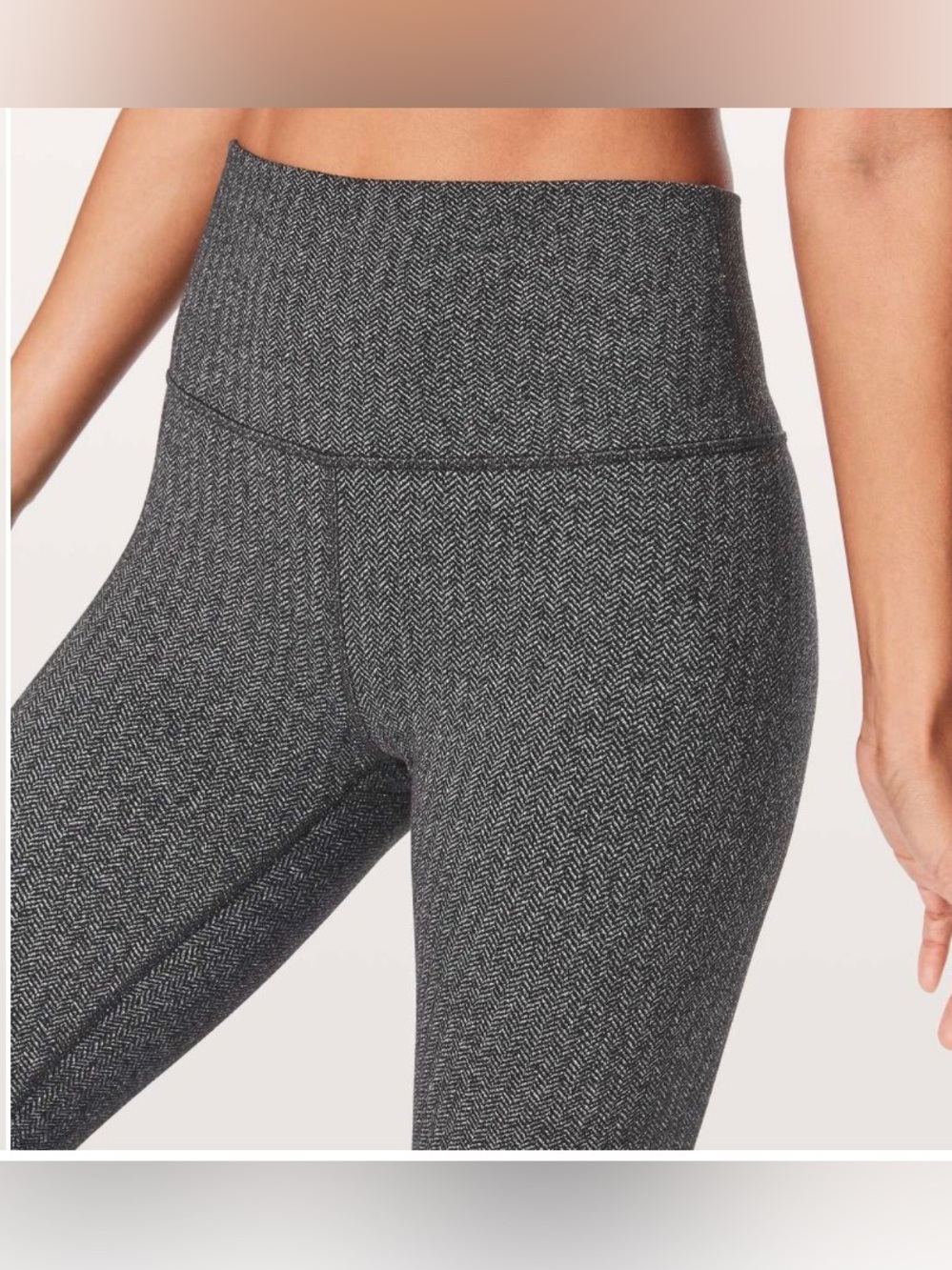 Lululemon Wunder Under High Rise Leggings 25” ~ 6 ~ Herringbone Heathered Black